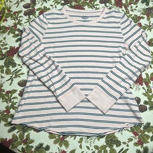 Dickies waffle knit longsleeve pink with navy & white stripes size L